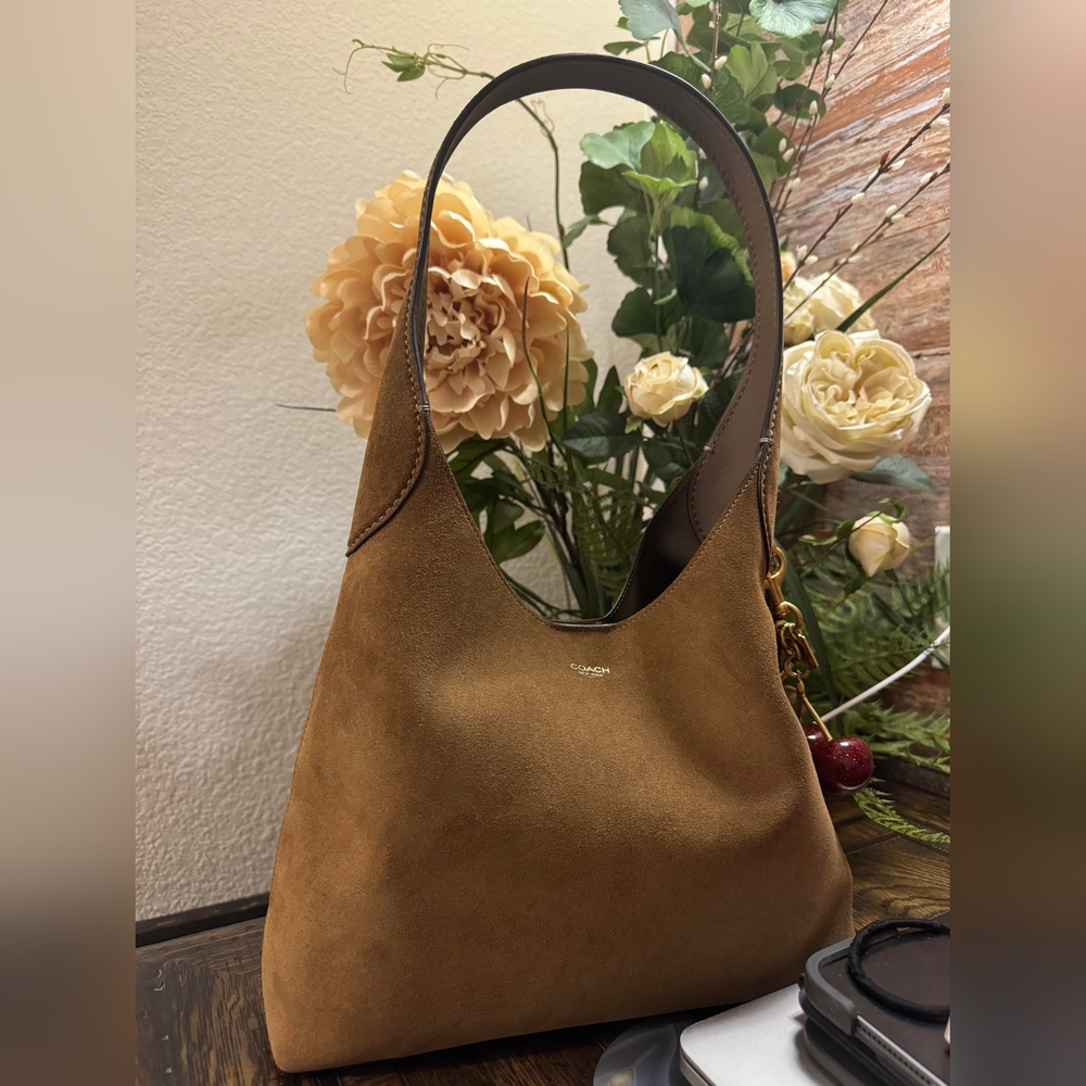 Coach Suede Shoulder Bag in Brown